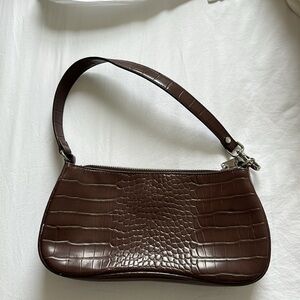 Brown vegan leather shoulder bag